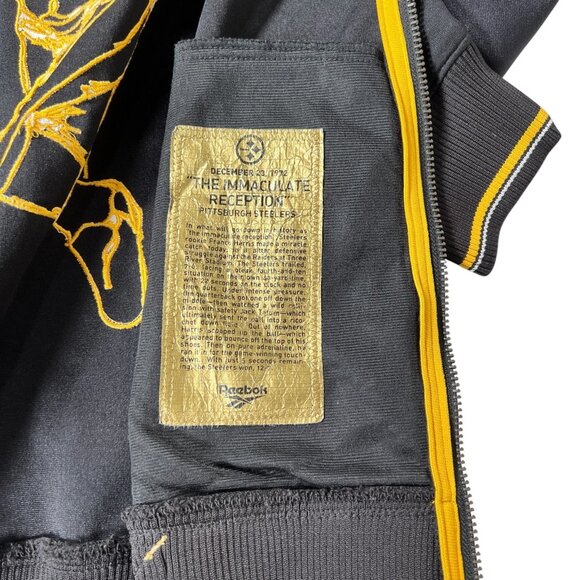 Vintage Reebok Mens Black Pittsburgh Steelers NFL Full Zip Jacket Size Medium - Picture 10 of 16